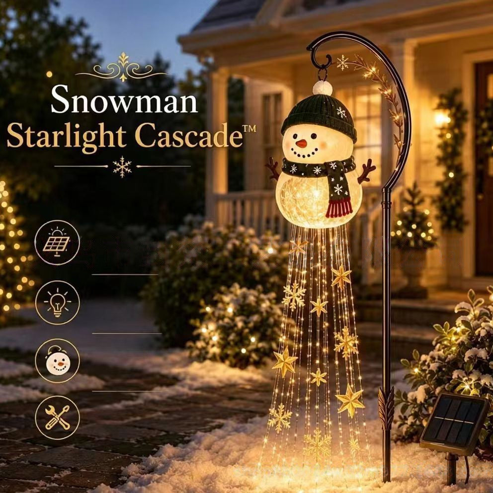 Solar Powered Snowman Magic Fountain Garden Light