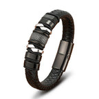 Retro Stainless Steel Leather Bracelet