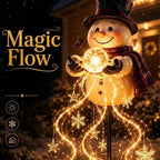 Solar Powered Snowman Magic Fountain Garden Light